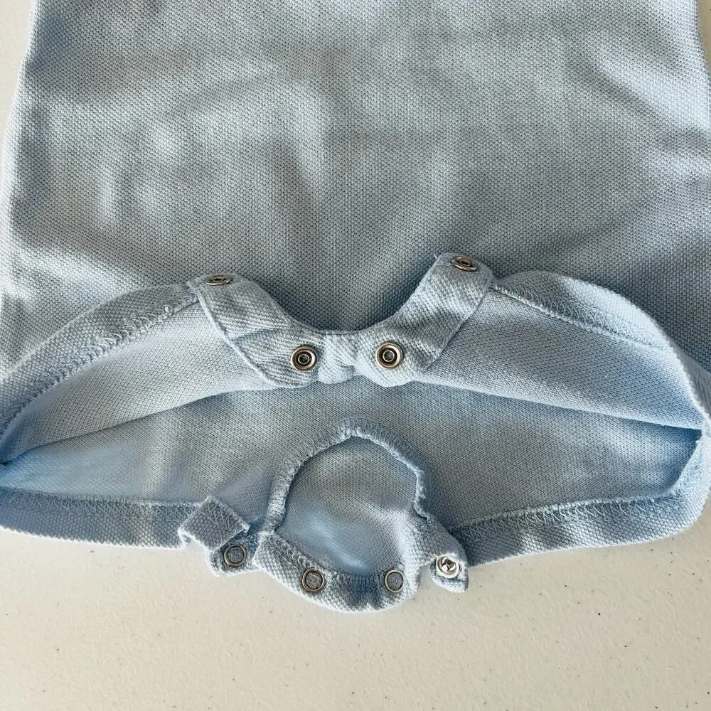Ralph Lauren Baby Boy Romper 3M Blue Shortall Logo Embroidered Preppy One Piece